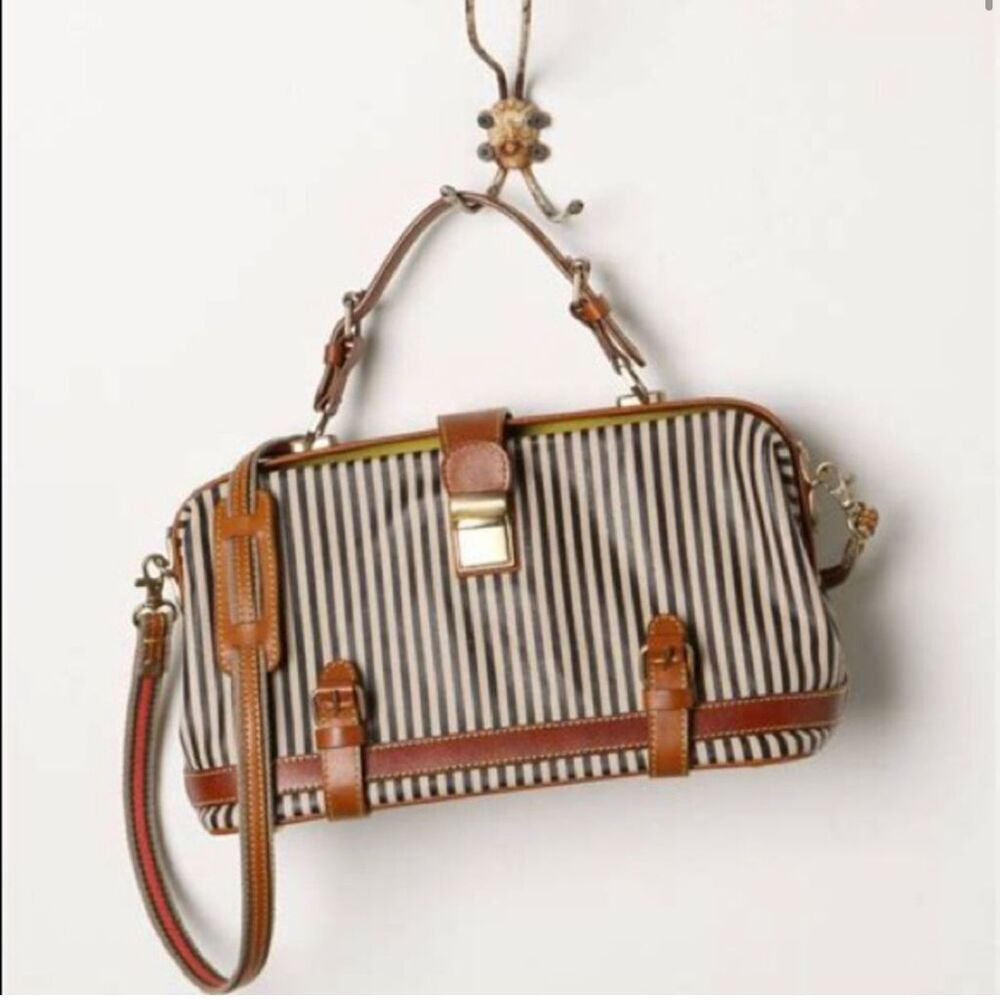 ANTHRO holding horses leather doctor bag striped